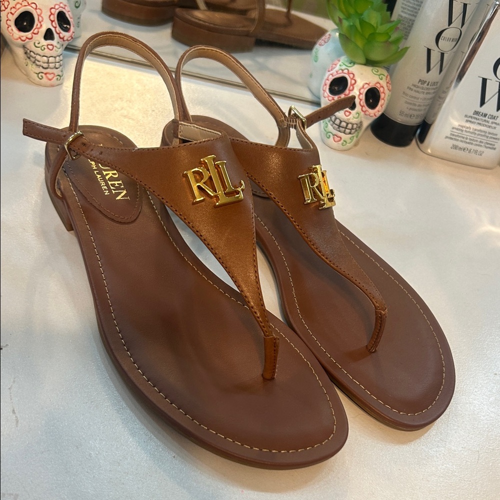 Brown Sandals with Gold Accent